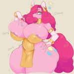 anthro anthrofied areola areola_slip big_breasts breasts cleavage clothed clothing female hand_on_hip huge_breasts lips pelvic_curtain solo thick_lips thick_thighs scarfyace friendship_is_magic hasbro my_little_pony pinkie_pie_(mlp) equid equine mammal tagme