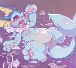 2017 acid_armor ambiguous_gender belly belly_focus big_belly blister_pack blood blue_blood blue_body blue_tail blushing_profusely bodily_fluids bottle colored_blood container crying cute_fangs digital_media_(artwork) drinking_straw drug_addict drug_usage drugs eeveelution eme_(pyonko) featureless_crotch feet feral fin frill_(anatomy) generation_1_pokemon gradient_background imminent_death imminent_suicide masochism melting mentally_troubled_eeveelutions mortar_and_pestle nintendo open_mouth overdose pawpads paws pill_bottle pills pills_on_tongue pokemon pokemon_(species) pyonko razor razor_blade rope self-harm simple_background soles solo spiral_eyes spread_legs spreading tail tail_fin tapering_tail tears thick_tail toes tools translucent translucent_body triangle_nose unusual_blood unusual_bodily_fluids vaporeon vomit wounded