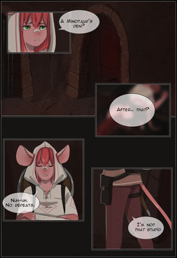 anthro black_border border clothed clothing dialogue dungeon female fur hair simple_background solo speech_bubble tail teeth text topwear yourumi tilly_(yourumi) mammal mouse murid murine rodent absurd_res comic digital_media_(artwork) english_text hi_res