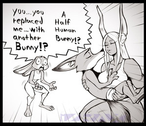 3_toes 4_fingers anthro arm_tuft asking asking_another bare_shoulders barefoot big_breasts big_ears big_eyes biped black_border black_text blush blush_lines border boxer_briefs boxer_briefs_only breast_size_difference breasts buckteeth claws cleavage closed_smile clothed clothed_anthro clothed_female clothing collarbone crossover_ship curved_eyebrows dark_body dark_lips dark_nose dark_skin dialogue ears_down elbow_tuft ellipsis eyebrows eyelashes eyes_closed feet female female_anthro female_humanoid finger_claws fingers fully_clothed fully_clothed_anthro fully_clothed_female fur fur_tuft glistening glistening_lips glistening_nose group hair hand_on_another's_back hand_on_back holding_another holding_partner humanoid_hands humanoid_on_anthro imminent_kiss infidelity inner_ear_fluff interrobang interspecies knee_tuft leaning leaning_forward leg_tuft leggings legs_together legwear leotard light_hair lips long_eyelashes long_hair looking_at_another male male/female male_anthro medium_breasts motion_lines motion_outline mouth_closed multicolored_body multicolored_fur on_lap parody pivoted_ears plantigrade pointy_ears pointy_speech_bubble prick_ears question radial_speed_lines romantic romantic_couple shirt shocked smile snout species_in_dialogue speech_bubble speed_lines standing straight_hair talking_to_another tank_top teeth text thick_lips thick_thighs toes tongue topless topless_anthro topless_male topwear trio tuft two_tone_body two_tone_fur underwear underwear_only white_speech_bubble wide_eyed izra disney my_hero_academia zootopia judy_hopps nick_wilde rumi_usagiyama animal_humanoid canid canine fox humanoid lagomorph lagomorph_humanoid leporid leporid_humanoid mammal mammal_humanoid rabbit rabbit_humanoid 2026 artist_name crossover digital_drawing_(artwork) digital_media_(artwork) english_description english_text greyscale monochrome