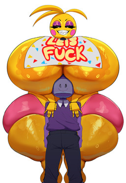 anthro areola bedroom_eyes bib big_breasts blush blush_stickers boob_hat breasts clothing duo female hand_on_shoulders huge_breasts huge_hips huge_thighs hyper hyper_breasts machine male narrowed_eyes profanity seductive smile text thick_thighs underwear wide_hips yellow_areola yellow_body motylek five_nights_at_freddy's five_nights_at_freddy's_2 scottgames purple_guy_(fnaf) toy_chica_(fnaf) william_afton_(fnaf) animatronic avian bird chicken galliform human mammal phasianid robot absurd_res english_text hi_res