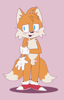 anthro balls clothing erection footwear fur genitals gloves handwear male nude open_mouth penis shota simple_background small_balls small_penis smile solo tail young young_anthro young_male straycat007 sega sonic_the_hedgehog_(series) miles_prower canid canine fox mammal absurd_res digital_media_(artwork) hi_res