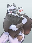 anthro bulge cape clothing heart_symbol holding_bulge holding_object holding_weapon licking licking_lips licking_own_lips male sickle simple_background solo standing tongue tongue_out underwear weapon dasoka tokuya dreamworks puss_in_boots_(franchise) death_(puss_in_boots) canid canine canis mammal wolf 2023 hi_res