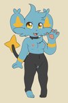 3_toes 4_fingers anthro anthrofied big_ears black_body black_fur blue_body blue_fur breasts casual_nudity cheek_tuft chest_tuft cute_fangs digitigrade facial_tuft fangs feet female fingers front_view fur genitals gesture head_tuft looking_at_viewer multicolored_body multicolored_fur nipples nude pawpads pokemorph pussy simple_background small_breasts smile solo standing tail tan_background teeth thick_thighs toes tuft waving waving_at_viewer yellow_body yellow_eyes yellow_fur young young_anthro young_female friendlyfeesh nintendo pokemon light_(bokurei) generation_4_pokemon pokemon_(species) shinx digital_media_(artwork) flat_colors hi_res nonbinary_(lore)