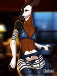 anthro blue_tongue clothing female lingerie solo teats tongue udders lilakimoka illah_oakridge giraffid mammal okapi 3:4 hi_res