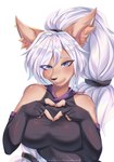 anthro big_breasts breasts claws clothing ear_piercing ear_ring female piercing ring_piercing smile solo commissioner helenwoodsr sosoft cutefox sweet_strokes canid canine fennec_fox fox mammal true_fox character_name hi_res