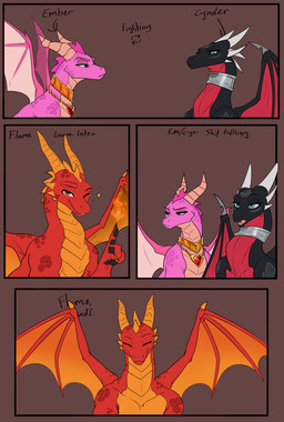4_fingers black_body blue_eyes duo female feral fingers fire green_eyes group happy horn jewelry looking_at_another multi_horn necklace one_eye_closed orange_eyes pink_body red_body smile teeth text trio unimpressed wings wink apollyondragon activision mythology spyro_the_dragon cynder ember_(spyro) flame_(spyro) dragon mythological_creature mythological_scalie scalie 2026 comic digital_media_(artwork) hi_res unfinished