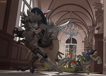 adrian_helmet anthro armor bayonet brodie_helmet chandelier clothing death feathers gun headgear helmet knife male military_uniform parasite pickelhaube plant ranged_weapon rifle running scared sculpture statue stielhandgranate_24 uniform vines weapon roawayart ave_(roawayart) eurus_(roawayart) lost_soldier_(roawayart) plantide_(roawayart) avian 2025