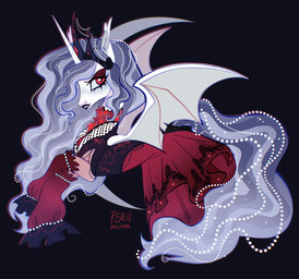 alternative_fashion bat_wings black_lipstick blue_hair clothed clothing crown dress eyelashes eyeshadow fangs female feral goth hair headgear horn lipstick makeup membrane_(anatomy) membranous_wings official_alternate_costume red_eyes simple_background solo tail teeth tiara victorian_goth white_body wings peachmichea friendship_is_magic hasbro my_little_pony my_little_pony:_magic_princess mythology princess_celestia_(mlp) vampire_celestia bat bat_pony equid equine hybrid mammal mythological_creature mythological_equine vampire winged_unicorn digital_media_(artwork) hi_res