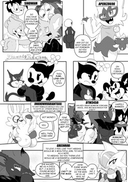 8_panel_comic answer anthro big_butt black_eyes black_nose black_text blush breasts butt cleavage clothed clothing dialogue ellipsis eyelashes eyes_closed female feral fur group hair half-closed_eyes hat headgear headwear holding_another infidelity kissing looking_at_another male mask mouth_closed narrowed_eyes open_mouth open_smile pupils question question_mark questions_and_answers smile speech_bubble tail talking_to_another text tongue toony toony_eyes white_sclera heavenlyproductions glitch_productions nintendo pokemon the_amazing_digital_circus ortensia absol buizel floragato gallade generation_3_pokemon generation_4_pokemon generation_5_pokemon generation_9_pokemon human mammal meowscarada oshawott pokemon_(species) purrloin shinx zoroark 2026 absurd_res comic english_text hi_res monochrome
