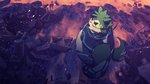 anthro fur green_body green_fur kemono male overweight overweight_anthro overweight_male solo visor ha11nu lifewonders live_a_hero mokdai canid canine canis domestic_dog mammal 16:9 2021 hi_res widescreen