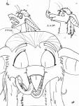 ambiguous_gender anthro duo feral open_mouth tongue pez_wolf out-of-placers talia arachnid arthropod mammal spider yinglet hi_res monochrome