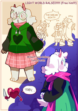 2_horns anthro biped blush blush_stickers bottomwear clothed clothed_anthro clothed_female clothed_male clothing dialogue eyewear female femboy floppy_ears fur glasses group heart_symbol holding_knife holding_object hoodie horn knife looking_at_viewer looking_back looking_back_at_viewer male pink_eyes pink_horn pink_scarf scarf skirt smile solo speech_bubble text topwear trio wearing_glasses white_body white_fur minart-was-taken deltarune undertale_(series) ralsei soul_(deltarune) bovid caprine darkner deer goat mammal new_world_deer scalie soul_(undertale) 2025 artist_name digital_drawing_(artwork) digital_media_(artwork) english_text hi_res multiple_scenes watermark