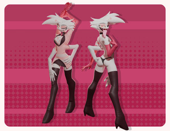 anthro armwear boots bottomwear butt clothed clothing crossdressing elbow_gloves footwear fur gloves handwear high_heeled_boots high_heels jacket legwear male panties shoes skirt solo thigh_boots thigh_highs tongue tongue_out topwear underwear white_body white_fur fishfunk_(artist) fishfunk_(modeler) hazbin_hotel hellaverse angel_dust animal_humanoid arachnid arachnid_humanoid arthropod arthropod_humanoid humanoid spider hi_res