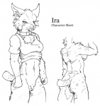 anthro bottomless breasts butt clothed clothing female genitals nude pussy side_boob solo tail text syrinoth ira felid feline lynx mammal english_text line_art monochrome