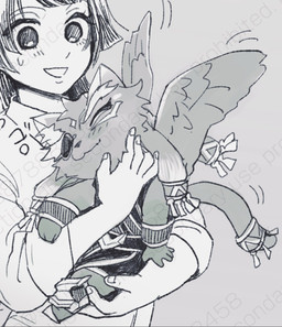 5_fingers back_wings chibi feathered_wings feathers female fingers humanoid_hands long_tail male tail wings saho87888458 lifewonders tokyo_afterschool_summoners female_protagonist_(tas) protagonist_(tas) tezcatlipoca_(tas) felid human mammal pantherine hi_res