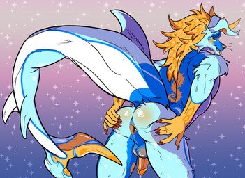 anthro anus ass_up butt butt_grab collaborative genitals hand_on_butt male penis presenting presenting_anus presenting_penis raised_tail spread_anus spread_butt spread_legs spreading tail artist_collaboration hi_res
