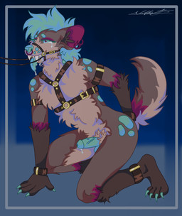 anthro bdsm blue_body blue_fur bodily_fluids bondage bound brown_body crying facial_piercing fingering fur genital_fluids genitals harness long_ears male mohawk nose_piercing nose_ring nude open_mouth penis piercing precum purple_body purple_fur ring_piercing solo tan_body tears teeth tongue tongue_out mekhdrakon shikari_(mekhdrakon) hyena mammal spotted_hyena absurd_res hi_res gynomorph_(lore)