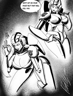 5_fingers autobot bent_over big_breasts breasts curvy_figure dialogue fellatio_gesture female fingers gesture leaning leaning_forward looking_at_viewer machine solo suggestive suggestive_gesture talking_to_viewer text thick_thighs voluptuous voluptuous_female voluptuous_humanoid wide_hipped_female wide_hipped_humanoid wide_hips beltimerperbus hasbro takara_tomy transformers arcee cybertronian humanoid robot robot_humanoid 2025 black_and_white english_text hi_res monochrome signature