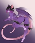 anthro bent_over breasts butt clothing ear_piercing ear_ring female piercing purple_body ring_piercing solo spikes thong underwear bunnywhiskerz bat hybrid mammal mouse murid murine rodent digital_media_(artwork) hi_res shaded