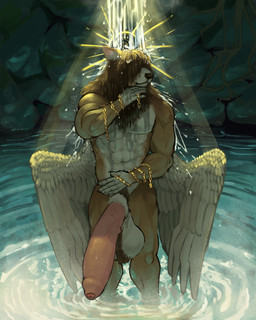 animal_genitalia anthro ball_tuft balls bathing big_balls big_penis chain flaccid foreskin fur genitals hair hair_over_eyes halo huge_balls huge_penis humanoid_genitalia humanoid_penis hybrid_genitalia hybrid_penis jewelry male muscular muscular_anthro muscular_male penis sheath sheathed_humanoid_penis showering solo tuft unretracted_foreskin water waterfall wet wet_body wet_fur wings smiledog.rar sam_hansen angel canid canine canis chow_chow domestic_dog mammal molosser pastoral_dog spitz 4:5 absurd_res hi_res