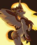 2017 cutie_mark daybreaker_(mlp) equid equine feathered_wings feathers female feral friendship_is_magic hair hasbro horn looking_at_viewer mammal my_little_pony mythological_creature mythological_equine mythology raikoh-illust semi-anthro simple_background solo winged_unicorn wings