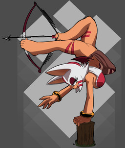 5_fingers 5_toes abstract_background aiming aiming_bow aiming_weapon anthro arrow_(weapon) back_wings barefoot bent_leg big_breasts bottomwear bow_(weapon) bracelet breasts casual_exposure claws clothed clothed_anthro clothed_female clothing crotch_apron extended_leg eyelashes feet female female_anthro fingers flexible hair handstand holding_arrow holding_bow_(weapon) holding_object holding_ranged_weapon holding_weapon humanoid_feet humanoid_hands ineffective_clothing ineffective_loincloth jewelry leg_markings loincloth markings membrane_(anatomy) membranous_wings narrowed_eyes no_underwear partially_clothed partially_clothed_anthro partially_clothed_female pelvic_curtain plantigrade pose ranged_weapon side_view simple_background small_wings solo straight_arms straight_leg thigh_markings toe_claws toes topwear tree_stump tribal tribal_clothing tribal_markings upside_down wardrobe_malfunction weapon white_hair wings dakkii sega sonic_the_hedgehog_(series) rouge_the_bat bat mammal 2026 full-length_portrait hi_res pinup portrait shaded