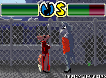 angry anthro black_nose breasts brown_body brown_fur chain-link_fence clothed clothing crossdressing detailed_background dipstick_tail dress duo eye_patch eyewear female fence footwear fur gameplay_mechanics grey_body grey_fur gui health_bar high_heels light male markings moon moonlight multicolored_body multicolored_fur multicolored_tail night outside plant raining red_clothing red_dress shoes tail tail_markings two_tone_body two_tone_fur two_tone_tail white_body white_fur white_tail_tip tsunamidusher beastars legoshi_(beastars) ten_(beastars) canid canine canis fox mammal red_fox true_fox wolf 2020 digital_media_(artwork) pixel_(artwork) signature