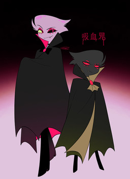 boots cape clothed clothing duo footwear high_heeled_boots high_heels male multi_eye shoes vampire_costume enaic31 hazbin_hotel hellaverse angel_dust arackniss_(hazbin_hotel) arachnid arthropod demon humanoid spider absurd_res hi_res brother_(lore) brothers_(lore) sibling_(lore)