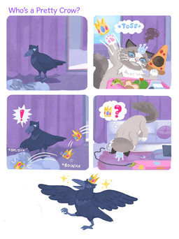ambiguous_gender angry blue_eyes contact_onomatopoeia crown curtains duo feral headgear impact_onomatopoeia onomatopoeia pawpads puddle purple_background question_mark simple_background sound_effects splash splashing_water splish text throwing tossing white_background shanhorandraws little_kitty_big_city crow_(lkbc) taffy_(lkbc) avian bird corvid corvus_(genus) crow domestic_cat felid feline felis mammal oscine passerine 2025 comic english_text hi_res official_art