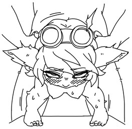 ambiguous_penetration anthro areola arm_grab arm_pull blush bodily_fluids breasts duo eye_roll eyewear female from_behind_position front_view goggles hanging_breasts human_on_humanoid human_penetrating human_penetrating_humanoid humanoid_penetrated interspecies larger_human larger_male looking_up male male/female nipples nude penetration prison_guard_position sex simple_background size_difference smaller_female smaller_humanoid standing standing_sex sweat white_background bee_haji league_of_legends riot_games tencent tristana_(lol) human humanoid mammal yordle monochrome