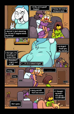 anthro clothing controller crossgender dialogue dildo duo female female/female game_controller greeting pajamas sex sex_toy stealth_sex strapon strapon_sex text toying_partner qoolbunart deltarune undertale_(series) kris_dreemurr noelle_holiday susie_(deltarune) toriel bovid caprine deer goat human humanoid mammal reptile scalie absurd_res colored comic english_text hi_res