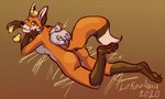 anthro butt female fur looking_at_viewer lying nude solo lirkov avian bird canid canine chicken fox galliform gallus_(genus) mammal phasianid red_fox true_fox digital_media_(artwork) hi_res