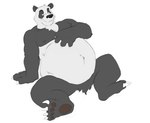 anthro belly belly_tuft chest_tuft claws fur half-closed_eyes hand_on_belly leaning leaning_backward male mouth_closed narrowed_eyes navel nipples nude paws sitting smile solo spread_legs spreading toe_claws tuft canson bear giant_panda mammal 2013