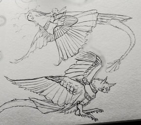 ambiguous_feral ambiguous_gender belt duo eyes_closed feathered_wings feathers feral flying hair harness leg_spikes spikes spikes_(anatomy) tail tail_feathers wings jejejunum european_mythology greek_mythology mythology secret_(jejejunum) whisper_(jejejunum) avian fraid_(species) harpy mythological_avian mythological_creature nethermare 2026 english_description hi_res pen_(artwork) sketch traditional_media_(artwork)