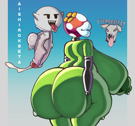 areola armwear balls big_balls big_breasts big_butt big_penis bodily_fluids breasts butt clothing cum cumshot duo ejaculation female flower genital_fluids genitals green_areola green_body green_nipples hands-free huge_balls huge_breasts huge_butt huge_hips huge_penis huge_thighs male nipples not_furry nude open_mouth penis plant side_boob text thick_thighs tongue tongue_out vein veiny_penis white_body wide_hips aishirokbeta mario_bros nintendo boo_(mario) elemental_creature elemental_humanoid flora_fauna ghost humanoid piranha_plant plant_humanoid spirit absurd_res digital_media_(artwork) hi_res spanish_text translated unavailable_at_source