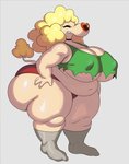 anthro belly big_belly big_breasts big_butt blonde_hair breasts butt curvy_figure eyes_closed female hair hand_on_hip huge_breasts huge_butt navel nipple_outline overweight overweight_anthro overweight_female short_stack solo teeth thick_thighs under_boob voluptuous wide_hips sssonic2 catdog_(series) nickelodeon shriek_dubois canid canine canis domestic_dog mammal poodle absurd_res hi_res