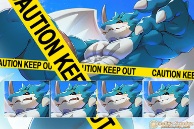 3_fingers abs anthro balls blush blush_lines bodily_fluids cloud convenient_censorship cum cum_on_face erection eyes_closed fingers genital_fluids genitals male membrane_(anatomy) membranous_wings multicolored_body muscular muscular_male navel nude open_mouth patreon_logo patreon_username penis red_eyes sky solo text two_tone_body wings sollyz bandai_namco digimon patreon digimon_(species) exveemon 2020 url