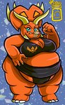 3_toes 4_fingers angry anthro asian_clothing belly big_belly big_breasts blue_eyes bottomwear bra breasts claws cleavage clenched_teeth clothed clothing east_asian_clothing facial_horn feet female fingers fist hand_on_belly horn japanese_clothing looking_at_viewer mawashi nose_horn obese obese_anthro obese_female orange_body overweight overweight_anthro overweight_female scales snarling solo standing sumo sumo_wrestler teeth thick_thighs toes topwear underwear wide_hips royaljellysandwich teenage_mutant_ninja_turtles teenage_mutant_ninja_turtles_(2012) general_zera ceratopsian dinosaur ornithischian prehistoric_species reptile scalie triceratops 2022 hi_res signature