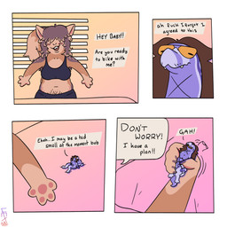 ambiguous_gender anthro dialogue duo extreme_size_difference eyewear female glasses grabbing micro nude size_difference standing text scalesack_(hex) booger_(bxxpie) hexel_(scalesack) hog-nosed_snake mammal reptile rodent scalie sciurid snake tree_squirrel 1:1 comic english_text hi_res