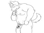 anthro balls belly genitals humanoid_genitalia humanoid_hands humanoid_penis kemono male moobs navel nipples overweight overweight_anthro overweight_male penis scribble_censorship simple_background solo white_background oogamikennta canid canine canis domestic_dog mammal 2015 4:3 censored