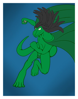 animal_genitalia anthro balls border dreadlocks genital_slit genitals green_balls looking_at_viewer male membrane_(anatomy) membranous_wings nude simple_background solo white_border wings x231 modo_tu_(character) lizard reptile scalie 2015 hi_res