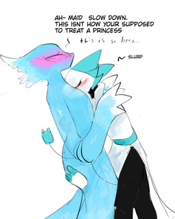 anthro biped black_body blue_body blush blushing_profusely butt butt_grab dialogue drinking duo eyes_closed female female/female female_anthro floating_hands hand_on_butt holding_partner looking_at_another looking_at_partner side_view simple_background suggestive tail talking_to_another talking_to_partner text water white_background white_body murace4 deltarune undertale_(series) miss_mizzle tasque_manager darkner elemental_creature felid feline mammal robot_anthro water_creature 2025 digital_drawing_(artwork) digital_media_(artwork) english_description english_text hi_res