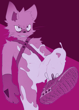 4_fingers anthro belt black_nose clothing eyeshadow fingers footwear fur gloves goo_covered goo_suit goo_transformation grin grinning_at_viewer handwear inner_ear_fluff latex liquid_latex looking_at_another makeup male purple_background purple_body purple_clothing purple_fur purple_gloves purple_handwear shoe_fetish shoe_soles shoes simple_background smile smiling_at_viewer sneakers solo straps straps_across_chest takeover teeth_showing transformation tuft white_goo white_latex young young_anthro young_male jinnosound canid canine canis domestic_dog goo_creature living_latex mammal symbiote hi_res