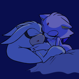 anthro bedding black_nose blanket blue_background breasts chest_fur chest_tuft collarbone dark daww duo ears_down eyelashes eyes_closed female forehead_gem fur gem kissing_cheek lying male male/female multicolored_body multicolored_fur nude on_back on_side open_mouth pivoted_ears purple_body purple_fur raised_shoulders romantic romantic_ambiance romantic_couple simple_background small_breasts tuft white_body white_fur fixink sega sonic_the_hedgehog_(series) blaze_the_cat silver_the_hedgehog domestic_cat eulipotyphlan felid feline felis hedgehog mammal 1:1 hi_res