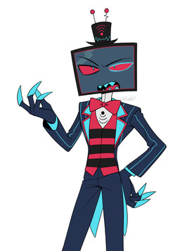 clothed clothing electronics for_a_head hat headgear headwear male not_furry screen screen_face sharp_teeth simple_background solo teeth television top_hat white_background enaic31 hazbin_hotel hellaverse vox_(hazbin_hotel) demon demon_humanoid humanoid object_head screen_head tv_head absurd_res hi_res