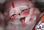 :3 anthro anthrofied bedroom_eyes blush bodily_fluids breath cutaway face_focus female female_anthro hair kemono looking_at_viewer narrowed_eyes open_:3 open_mouth red_eyes red_hair saliva seductive shocked sweat tongue tongue_out white_body white_hair xesii vtuber canid canine fox mammal 2024 hi_res