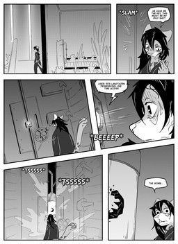 anthro clothed clothing dialogue duo female inside simple_background speech_bubble text kifyun2 rita_(undying_void) felid mammal pantherine snow_leopard absurd_res black_and_white comic english_text hi_res monochrome