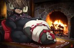 anthro antlers ass_up bell belly bent_over big_belly big_butt bottomwear breasts butt christmas_clothing christmas_headwear clothing collar costume duo female fire fireplace harness hat headgear headwear holidays horn huge_butt male obese obese_female obese_male overweight overweight_female overweight_male pillow santa_hat skirt teasing gillpanda christmas bangabear_(character) gillpanda_(character) bear giant_panda mammal 2012