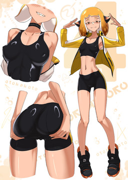 big_butt black_bottomwear black_clothing black_footwear black_shoes black_shorts black_topwear blush blush_lines bottomwear breast_focus breasts butt butt_focus butt_grab camel_toe cat_smile chest_focus choker clothed clothing electronics eyelashes facial_markings female footwear hair hand_on_butt head_markings headphones jacket jewelry looking_at_viewer markings mask_(marking) medium_breasts navel necklace nipple_outline open_clothing open_topwear orange_eyes orange_hair pseudo_hair shoes shorts simple_background slim smile solo spread_butt spreading tan_body tan_skin teeth tentacle_hair tentacles thigh_gap topwear white_background wide_hips yellow_clothing yellow_topwear otokakoto nintendo splatoon agent_4_(splatoon) inkling_girl surume_(splatoon) animal_humanoid aquatic aquatic_humanoid cephalopod cephalopod_humanoid humanoid inkling mollusk mollusk_humanoid squid_humanoid absurd_res hi_res